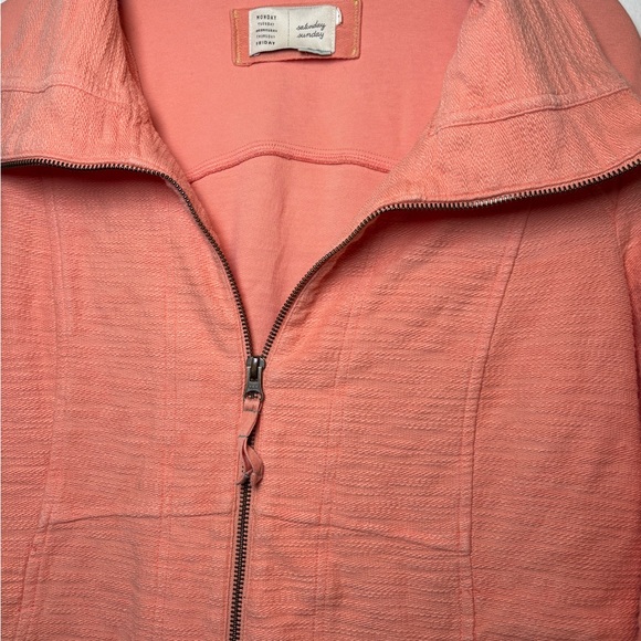 Saturday Sunday Womens Sweatshirt Jacket Orange Peach Long Sleeve Stretch M - Picture 2 of 7